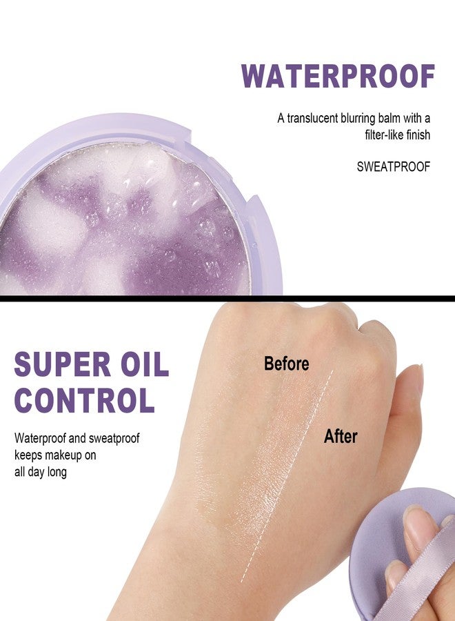 Easilydays Lavender Face Matte Setting Powder, Oil Control Pressed Matte Blurring Balm, Pores & Fine Lines, Lavender Jelly Pressed Setting Balm with Mini Puff, Powder-free, #01 Fancy - Image 4